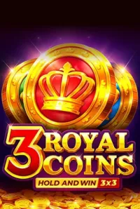 3 royal coins  hold and win slot logo